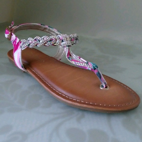 Girls' Multicolored Thong Sparkle Sandals - Picture 1 of 5